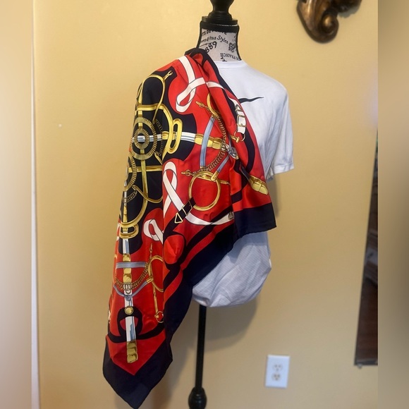 Hermes Paris Eperon D'or by Henri d' Origny Silk Scarf  35X35 - Picture 1 of 10